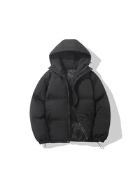 Men's Winter Hooded Puffer Jacket Loose Fit Cotton Padded Coat