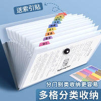 A4 Multi-layer Expanding File Folder for Students, Large Capacity Document Organizer with Index and Stickers