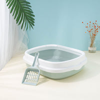 Semi-Enclosed Cat Litter Box with Scoop, Large Thickened Plastic Anti-Splash Pet Toilet