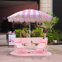 Striped Outdoor Patio Umbrella with UV Protection, Customizable Logo for Commercial and Event Use