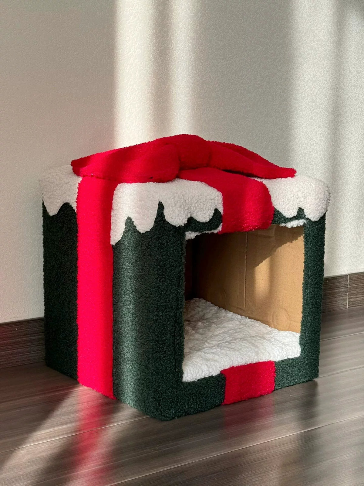 DIY Christmas Pet Bed Kit with Thickened Lambswool for Winter Warmth