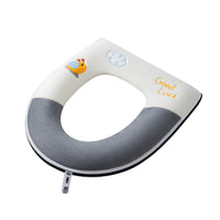 New Autumn/Winter Embroidered Toilet Seat Cover with Handle, Thick Coral Fleece Warm Zippered Toilet Cushion