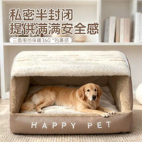 Semi-Enclosed Cave Pet Bed for Small to Extra Large Dogs, Warm Winter Indoor Dog House