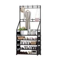 Modern Minimalist Floor-Standing Coat Rack with Shoe Storage and Shelves for Entryway Bedroom