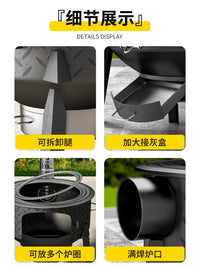 Portable Wood-Burning Stove for Outdoor Camping and Home Heating, with Reinforced Steel Base