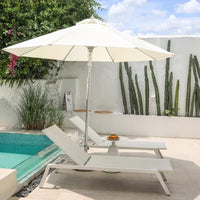 Outdoor Patio Umbrella with Wood Grain Aluminum Pole, UV Protection, Wind-Resistant Sunshade for Beach, Pool, and Garden