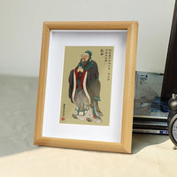 Confucius Portrait Picture Frame for Desk Decor, Inspirational Study Room Ornament
