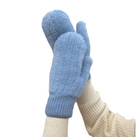 Women's Solid Color Knitted Fleece-Lined Mittens for Winter