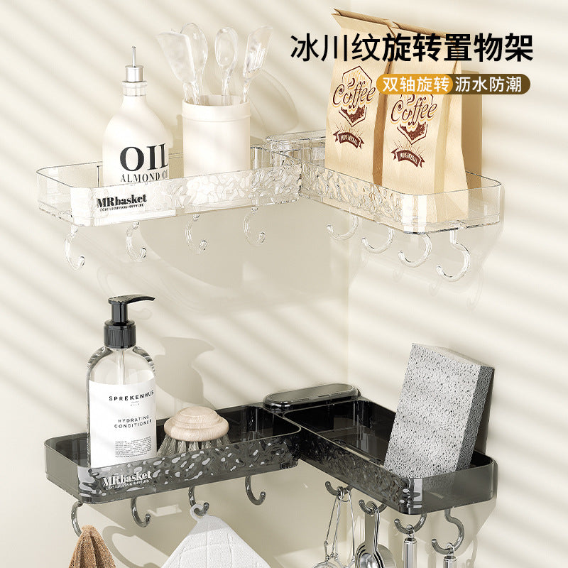 Bathroom Faucet Storage Rack Wall-Mounted No-Drill Organizer for Toilet Vanity Countertop Cosmetics