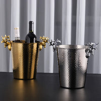 European Luxury Antler Champagne Ice Bucket for Wine and Bar, Thickened Metal Ice Bucket