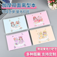 A5 Release Paper Notebook with Scraper Tool for Stickers and Washi Tape, Double-Sided Coil Bound Journal