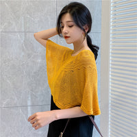 Summer Ice Silk Knit Hollow Shawl Sun Protection Arm Sleeves Thin Breathable Neck Cover