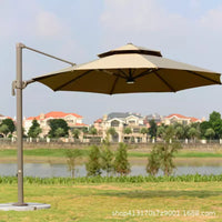 Outdoor Patio Umbrella with Marble Base, Aluminum Alloy Pole, Double-Tiered Canopy for Garden, Villa, Hotel