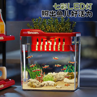 Durable Transparent Plastic Desktop Fish Tank with Optional LED Light for Turtle and Aquatic Ecosystems