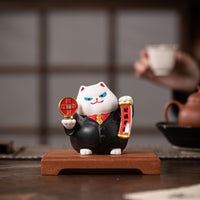 Lucky Cat Rotating Storage Tray Decoration for Home Entryway & Desktop