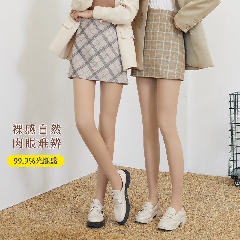 Women's Double-Layer Fleece-Lined Thermal Tights Nude-Effect Winter Leggings