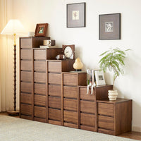 Nordic Black Walnut Solid Wood Nightstand Chest of Drawers for Living Room Bedroom Storage