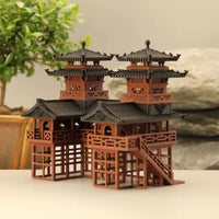 Twin Towers Ancient Style Building Model for Micro Landscape Aquariums
