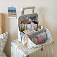 Portable Standing Mirror Makeup Bag with Compartments, Waterproof Travel Toiletry Organizer for Brushes and Cosmetics