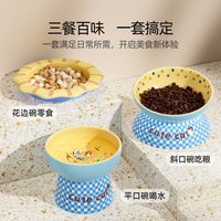 Ceramic Plaid Pet Bowl Set for Dogs and Cats - Food and Water Dish