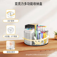 Acrylic 360-Degree Rotating Pen Holder for Desk Organization