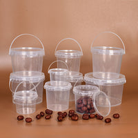 Food Grade Plastic Bucket with Lid and Handle, 150ml-10L Round Storage Container for Food, Sauces, and Beverages