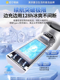 Portable Handheld Misting Fan with Ice Compress, Ultra-Long Battery Life, Quiet Operation, 120-Speed Cooling