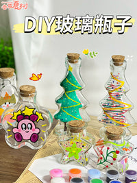 DIY Hand-Painted Glass Bottle Craft Kit for Kids - Creative Decor & Star Jar