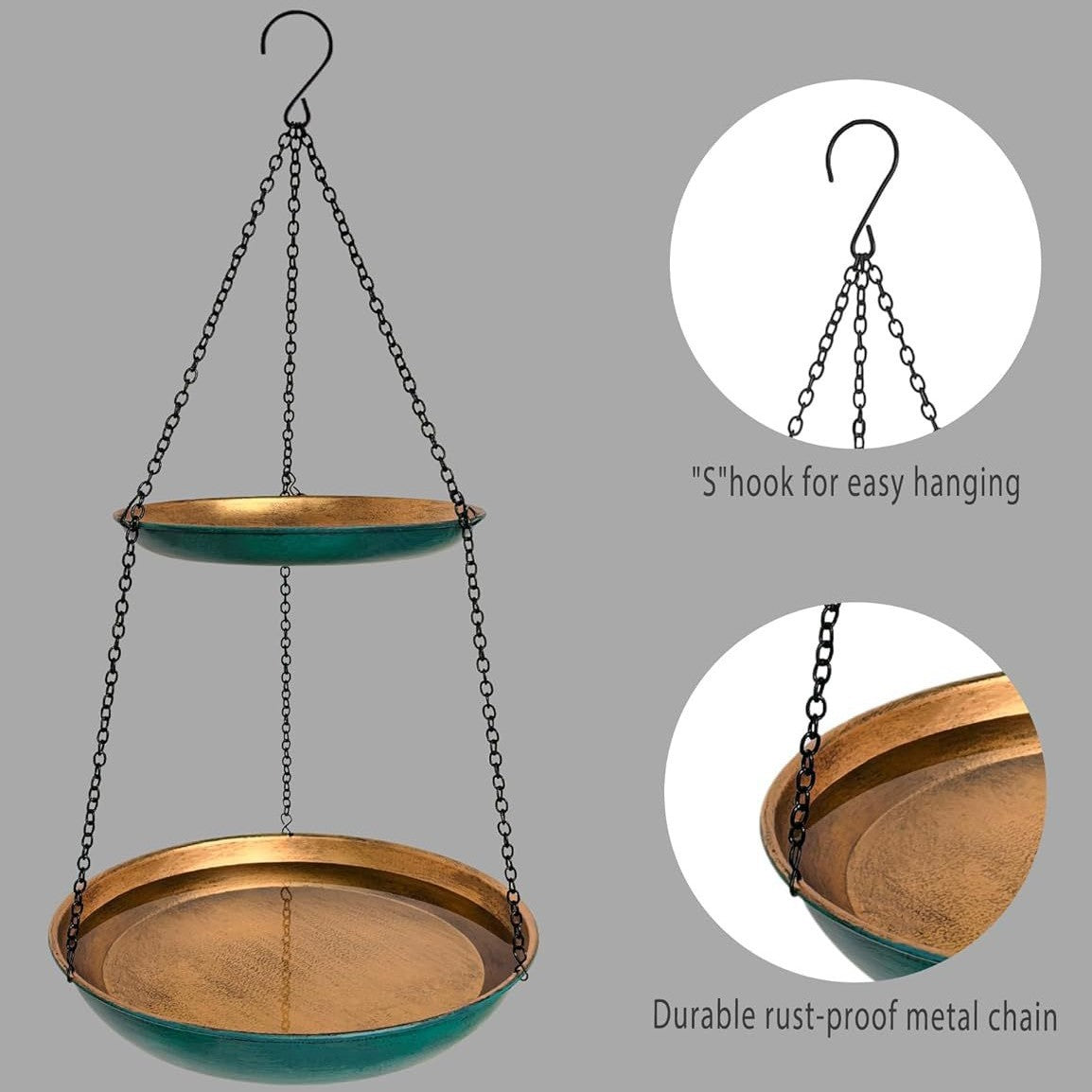 Amazon Hot Selling Garden Bird Bath Tray Hanging Feeder Outdoor Automatic Bird Bathtub