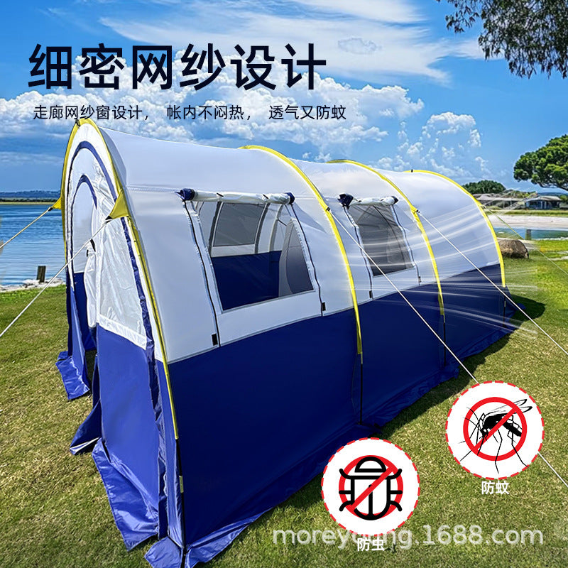 Outdoor Tunnel Tent for Camping and Emergency Relief, 5-8 Person, One Room Two Halls