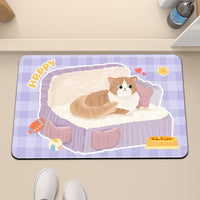 Cartoon Diatomaceous Earth Bath Mat, Non-Slip Absorbent Quick Dry Floor Mat for Bathroom and Entryway