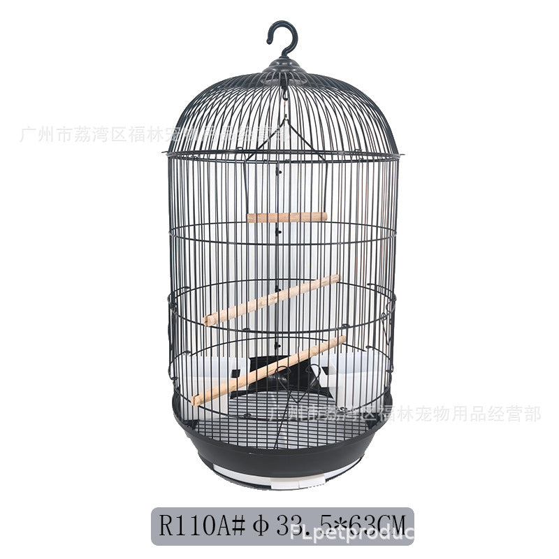 Nordic Iron Art Round Bird Cage for Parakeets and Peonies