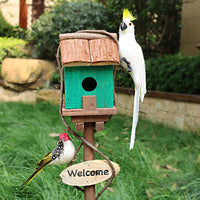 Garden Birdhouse Decoration with Small Fence and Bird Feeder for Outdoor Yard and Balcony