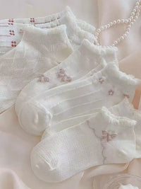 Women's Thin Mesh Breathable Ankle Socks for Summer, Korean Style Multi-Pack