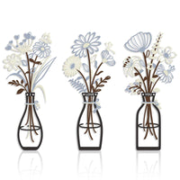 3-Piece Metal Flower Vase Wall Art Decor for Living Room Bedroom