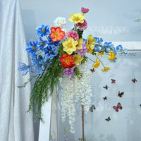 Monet Garden Style Rose Waterfall Archway Floral Arrangement for Photography Backdrops and Event Decor
