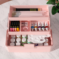 3-Layer Portable Art Supply & Craft Storage Box with Handle