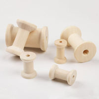 Vintage Wooden Spools for Thread Winding - Natural Wood Bobbins for Crafting and Organization
