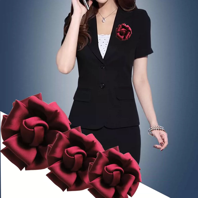 Korean Style Handmade Silk Fabric Flower Brooch Pin for Women