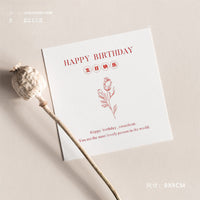 Minimalist Happy Birthday Card, Custom Hand-Drawn Floral Cake Dessert Greeting Card, Ins Style