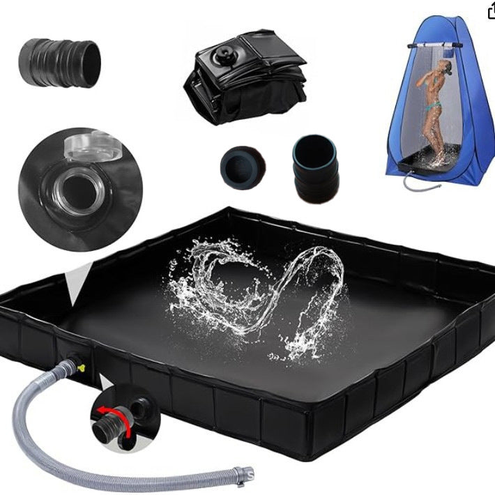 Portable PVC Shower Tray for Outdoor Camping Tent, Foldable Water Storage Pool