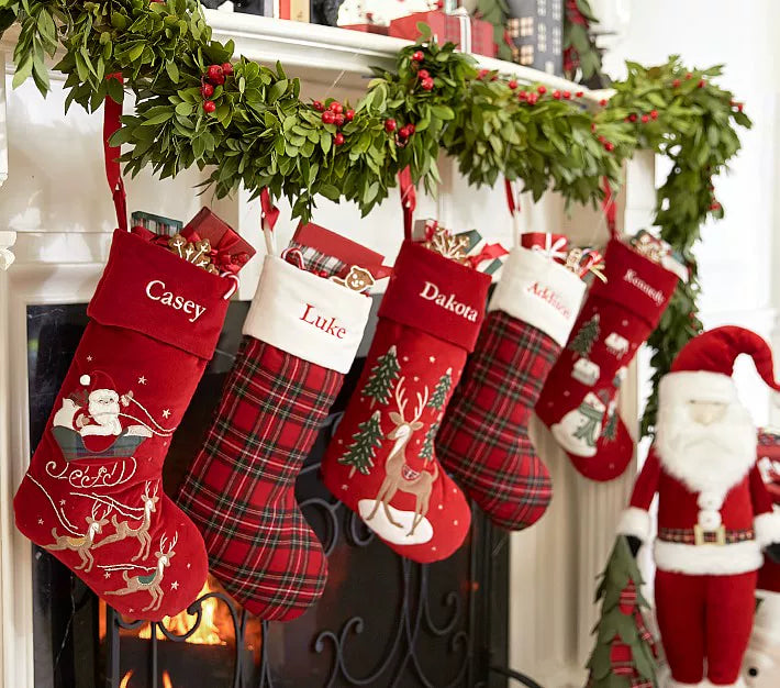 Personalized Velvet Christmas Stocking with Lambswool Applique