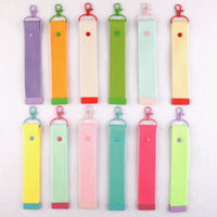 Macaron Color Ribbon Keychain Bag Charm with DIY Iron-on Patch Option