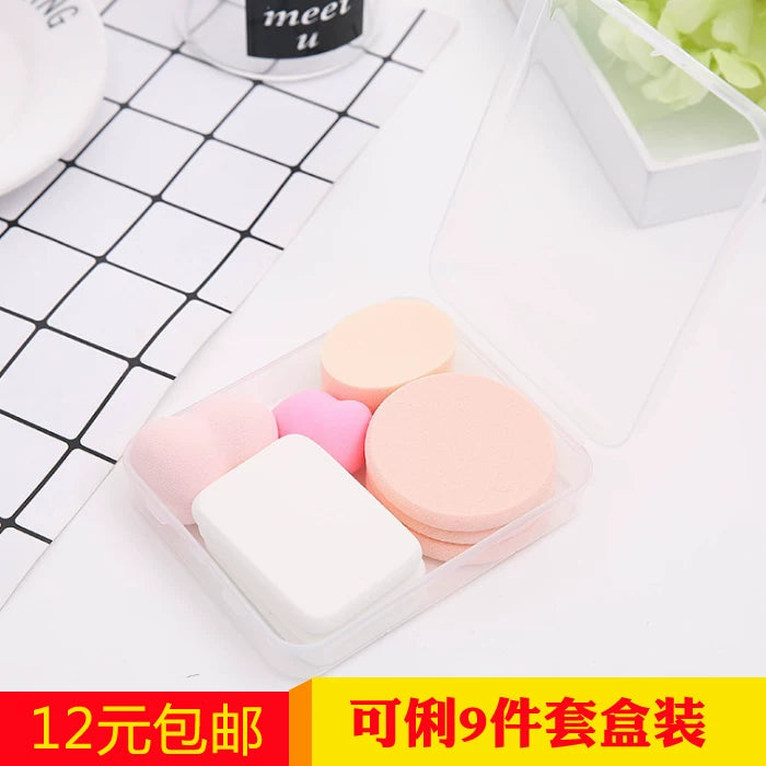 Keli 9-Piece Diamond Edge Makeup Sponge Set with Gourd Beauty Blender for Travel, Application & Removal