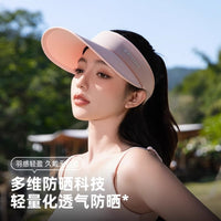 Women's Summer UV Protection Sun Visor Hat with Wide Brim and Ice Silk Fabric for Outdoor Sports