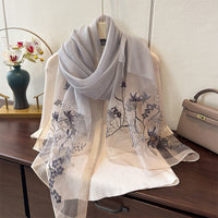 Embroidered Blended Scarf for Women - Korean Style Thin Warm Shawl