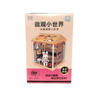DIY Miniature Dollhouse Kit with LED Light, Micro World Bedroom Furniture, Educational Assembly Toy