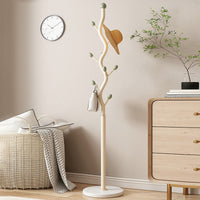 Cream Style Floor-Standing Garment Rack with Hooks for Bedroom and Living Room