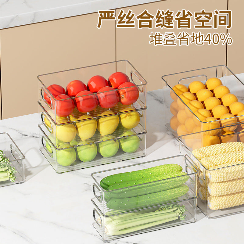 Clear PET Refrigerator Storage Bins with Lid, Stackable Food Container for Fridge and Freezer