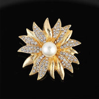 Korean Style Alloy Brooch for Women, Rhinestone Embellished Anti-Exposure Pin for Coats and Dresses
